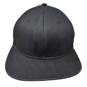Big Accessories Snapback Hat Black OS Adjustable Solid Plain Cotton Flat Bill